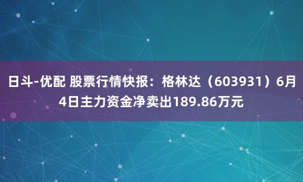 日斗-优配 股票行情快报：格林达（603931）6月4日主力资金净卖出189.86万元