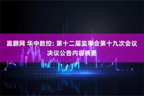 赢翻网 华中数控: 第十二届监事会第十九次会议决议公告内容摘要