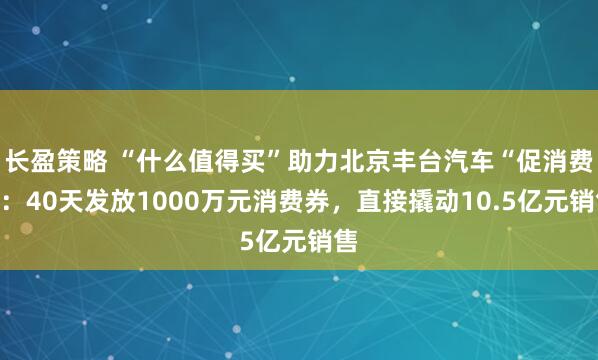 长盈策略 “什么值得买”助力北京丰台汽车“促消费”：40天发放1000万元消费券，直接撬动10.5亿元销售