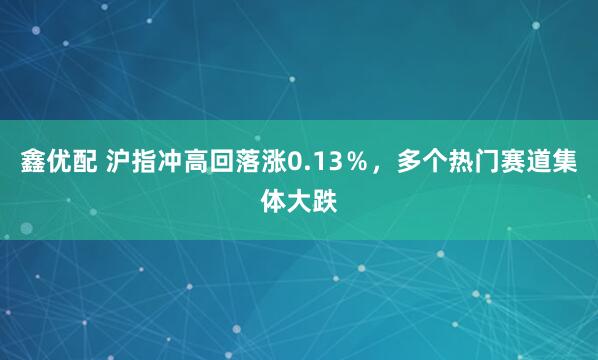 鑫优配 沪指冲高回落涨0.13％，多个热门赛道集体大跌