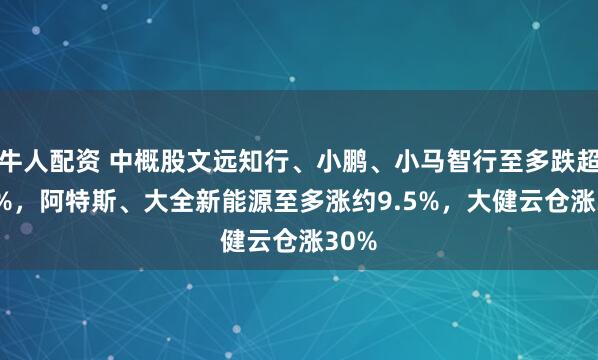 牛人配资 中概股文远知行、小鹏、小马智行至多跌超6.6%，阿特斯、大全新能源至多涨约9.5%，大健云仓涨30%